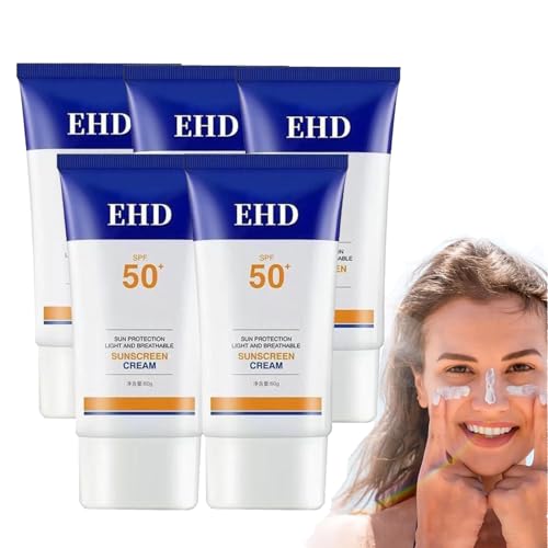 Ehd Sunscreen,Ehd Sunscreen Cream,Ehd Sonnenschutz Gesicht,Ehd Face Sunscreen Feuchtigkeitscreme,Täglicher UV-Schutz-Sonnenschutz,UV-Isolierung,Wasserdicht,Schweiß,Outdoor,für Männer & Frauen (5PC) von vokkrv