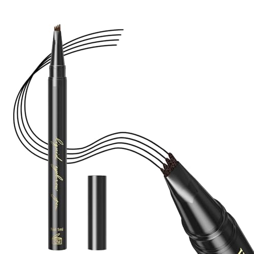 Magic 4-Tip Eyebrow Pencil, Augenbrauenstift, Augenbrauenstift mit Mikro-Gabelspitze, Langlebiges Make-up Augenbrauen, Erzeugt Mühelos Natürlich 3D-Aussehende Brauen für Damen (dunkelgrau) von vokkrv