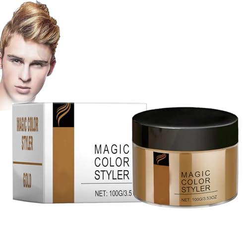 Magic Color Styler – Magic Hair Wax Color, Magic Color Haarfarbe,Magic Color Haarfärbemittel,zum Ändern der Haarfarbe,Blaue Haarfarbe Wachs für Haarfarbe und Abdeckung für Party (Gold, 100g) von vokkrv