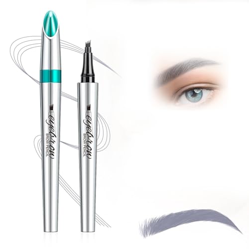 Microblading Augenbrauenstift,3d Flüssiger Augenbrauen Stift Makeup,Augenbrauenstift Härchenzeichnung Wasserfest,Langanhaltenden Brauenstift mit Vier Gabelspitzen Micro-Fork Spitze (B-Grau) von vokkrv