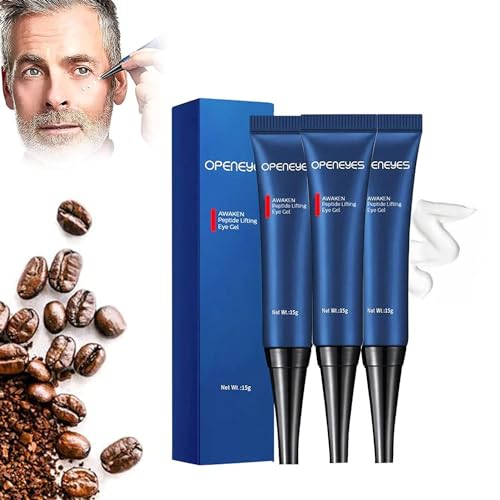 Openeyes Gel,Openeyes Awaken Peptide Lifting Eye Gel,Openeyes Verjüngendes Augen-Lifting-Gel für Männer und Frauen,Openeyes Erwachen Peptid-Straffendes Augengel,Anti-Aging-Augenserum für Männer (3PC) von vokkrv