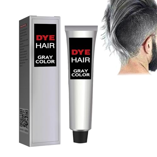 Silver Gray Natural Hair Dye Cream, Magic Color Styler Bure, Temporäre Haarwachs Farbe, Haarfarbe Wachs für Männer und Frauen, Haarfärbemittel Wachs für Party, Cosplay & Halloween (Grau, 3.53OZ) von vokkrv