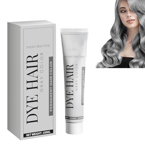 Silver Gray Natural Hair Dye Cream, Unisex Hair Dye Light Gray Silver Color Cream, Fashion Silver Gray Hair Dye Permanent, Haarfärbemittel Wachs für Party, Cosplay & Halloween, für alle Haar (1PC) von vokkrv