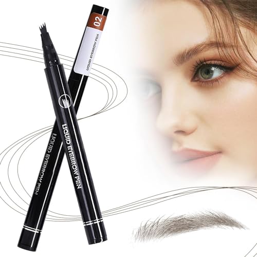 Wasserdichter 3D Augenbrauenstift mit 4 Gabelspitzen, 2024 Neu Eyebrow Tattoo Pen with a Micro Fork Tip Applicator Microblading Augenbrauenstift Wasserfest Langanhaltender Augen-Make-up (Grau) von vokkrv