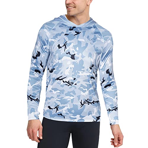 Langarm Funktionsshirt Herren UPF 50+ UV Shirt Schnelltrocknend Atmungsaktiv Hochelastische Hoodie Camo M von voofly