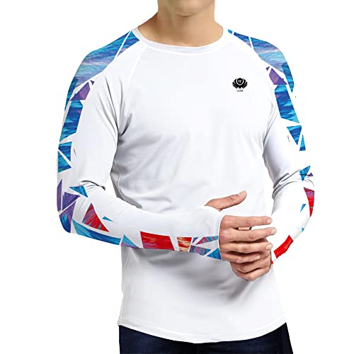 Rashguard Herren UV Shirt Wasser,Surf Shirt Herren Weiß XXL von voofly