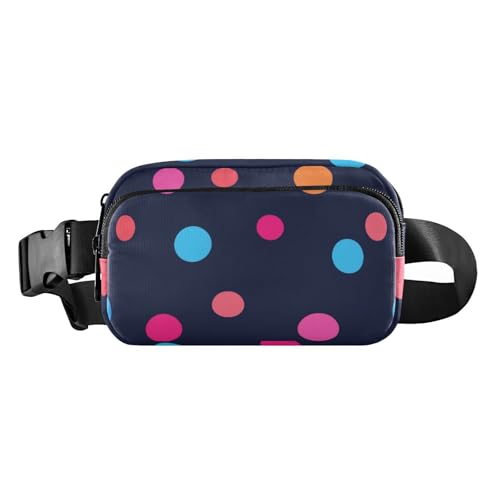 Moderne bunte runde Punkte, schwarze modische Bauchtasche für Damen, Herren, Teenager, kleine Umhängetasche, Gürteltasche mit verstellbarem Gurt für Reisen, Urlaub, Laufen, Moderne, bunte runde Punkte Moderne bunte runde Punkte, schwarze modische Bauchtasche für Damen, Herren, Teenager, kleine Umhängetasche, Gürteltasche mit verstellbarem Gurt für Reisen, Urlaub, Laufen, Moderne, bunte runde Punkte von voucong