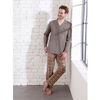 Witt Herren Pyjama, dunkeltaupe-cognac-kariert von wäschepur men