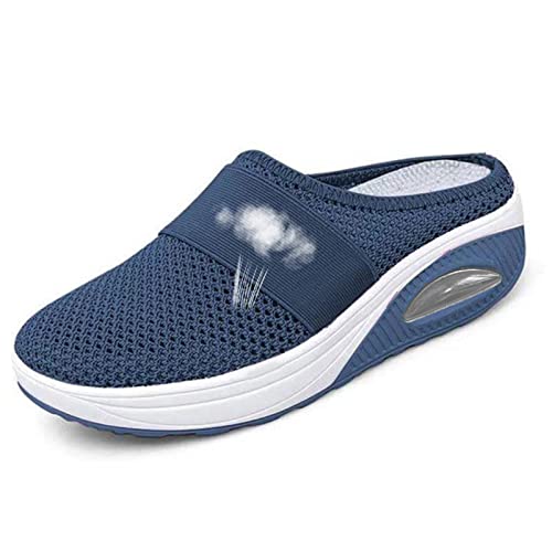 Diabetikerschuhe für Herren und Damen, Breite Passform Leichte Slip-On Sandalen Plantarfasziitis Orthopädische Wanderschuhe Atmungsaktives Schuhwerk für Ödeme Arthritis Geschwollene Füße,Marine,40 von wangdahua