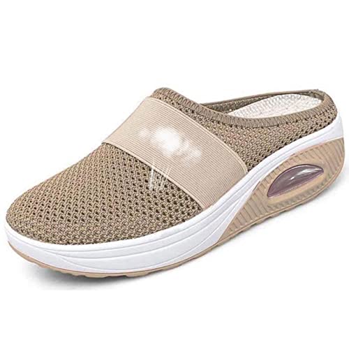 Diabetikerschuhe für Herren und Damen, Breite Passform Leichte Slip-On Sandalen Plantarfasziitis Orthopädische Wanderschuhe Atmungsaktives Schuhwerk für Ödeme Arthritis Geschwollene Füße,Khaki,39 von wangdahua