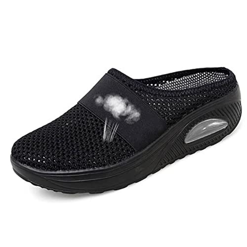 Diabetikerschuhe für Herren und Damen, Breite Passform Leichte Slip-On Sandalen Plantarfasziitis Orthopädische Wanderschuhe Atmungsaktives Schuhwerk für Ödeme Arthritis Geschwollene Füße,Schwarz,37 von wangdahua