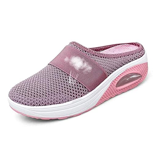 Diabetikerschuhe für Herren und Damen, Breite Passform Leichte Slip-On Sandalen Plantarfasziitis Orthopädische Wanderschuhe Atmungsaktives Schuhwerk für Ödeme Arthritis Geschwollene Füße,Rosa,36 von wangdahua