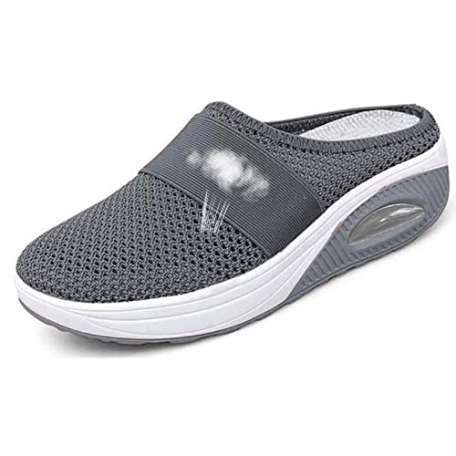 Diabetikerschuhe für Herren und Damen, Breite Passform Leichte Slip-On Sandalen Plantarfasziitis Orthopädische Wanderschuhe Atmungsaktives Schuhwerk für Ödeme Arthritis Geschwollene Füße,Grau,35 von wangdahua