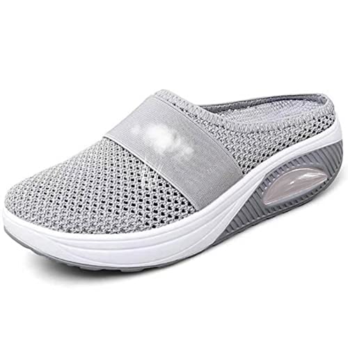 Diabetikerschuhe für Herren und Damen, Breite Passform Leichte Slip-On Sandalen Plantarfasziitis Orthopädische Wanderschuhe Atmungsaktives Schuhwerk für Ödeme Arthritis Geschwollene Füße,Gray a,42 von wangdahua