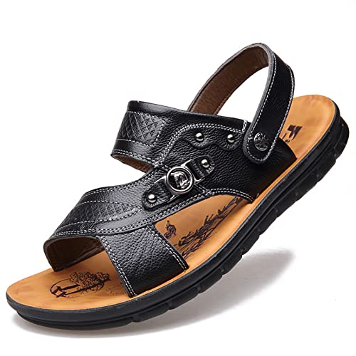 Herren Lässige Outdoor Slipper Verstellbare Sandalen Peep-Toe Strandschuhe Rutschfeste Sommer Fischer-Sandalen Atmungsaktive Wandersandalen,Schwarz,38 von wangdahua