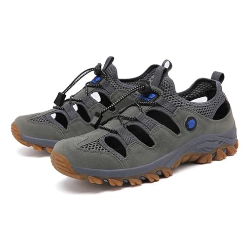 wangdahua Herren Strand Fischer Sandalen Sommer Sportsandalen Rutschfeste Geschlossene Zehen Wasserschuhe Anti Kollision Outdoor Wandersandalen,Grau,43 von wangdahua