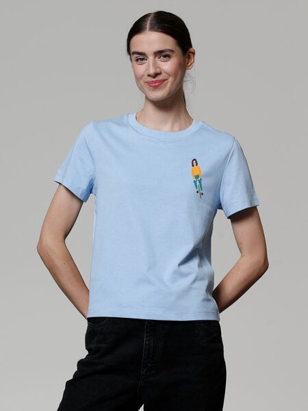 watapparel T-Shirt Frauen Mädchen Auf Fahrrad von watapparel