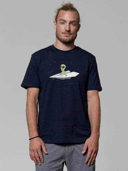 watapparel T-Shirt Unisex Alien on a paper plane von watapparel