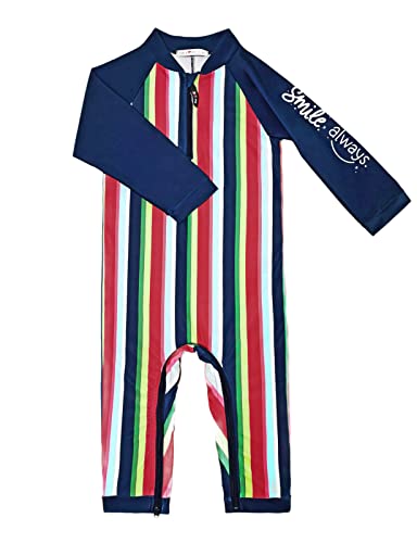 weVSwe Baby Kleinkind Jungen Badeanzug UPF 50+ Sonnenschutz Rashguard Bademode mit Reißverschluss im Schritt, Blauer Regenbogen, 86 von weVSwe