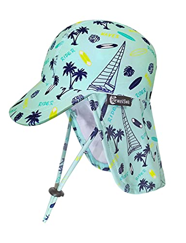 weVSwe Baby Sonnenhut UPF 50+ Klappmützen Breite Krempe Voller Schutz Verstellbarer Kinnriemen Sommer Strand Sonnenkappe Grün Surfbrett 6-12 Monate von weVSwe