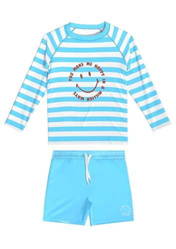weVSwe Jungen Zweiteiliger Rash Guard UPF 50+ Kinder Badeanzug Badeanzüge Langarm Sonnenanzug Bademode Sets Badehose Blau Lächeln 8 Jahre weVSwe Jungen Zweiteiliger Rash Guard UPF 50+ Kinder Badeanzug Badeanzüge Langarm Sonnenanzug Bademode Sets Badehose Blau Lächeln 8 Jahre von weVSwe