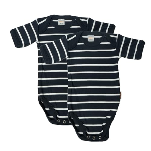 wellyou – Kurzarmbody Baby & Kinder aus 100% Baumwolle – Babybody für Mädchen & Jungen – 2er Set Kurzarm Baby Body in Größe 50-134 – Made in EU (Marine Weiss | gr 104-110) von wellyou