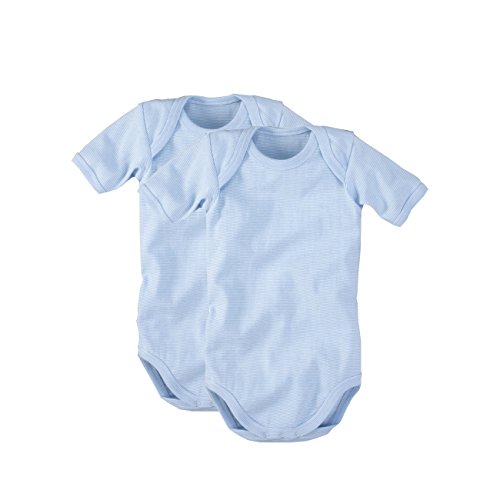 wellyou Baby und Kinder kurzarmbody/Baby-Body mädchen und Junge aus 100% Baumwolle, Kurzarm Body in hell-blau weiß 2er Set, Weiß (68-74), Made in Europe von wellyou