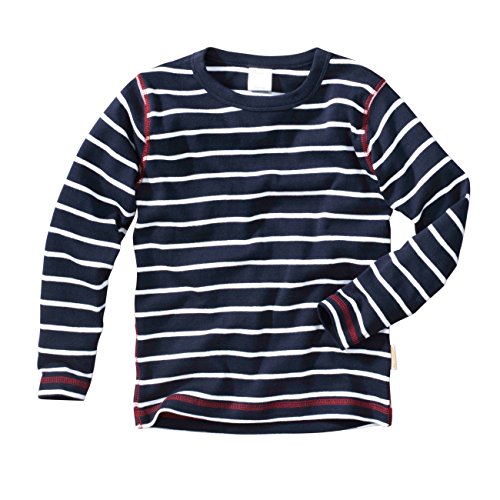 wellyou Baby Langarm-Shirt, dunkel-blau weiß gestreift, Kinder Longsleeve geringelt, für Jungen und Mädchen, Baumwoll-Feinripp, 128 - 134cm, Blau von wellyou