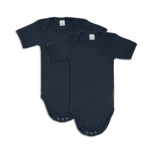 wellyou – Kurzarmbody Baby & Kinder aus 100% Baumwolle – Babybody für Mädchen & Jungen – 2er Set Kurzarm Baby Body in Größe 50-134 – Made in EU (Marine | gr 104-110) von wellyou