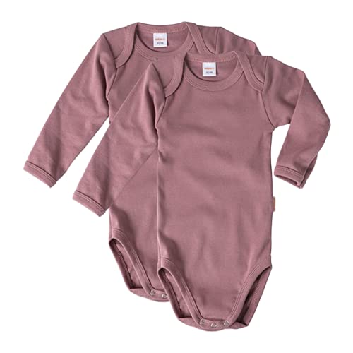 wellyou – Langarmbody Baby & Kinder aus 100% Baumwolle – Babybody für Mädchen & Jungen – 2er Set Langarm Baby Body in Größe 50-134 – Made in EU (Old Pink | gr 116-122) von wellyou