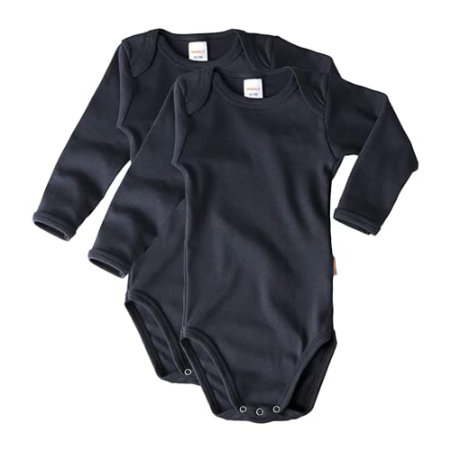 wellyou – Langarmbody Baby & Kinder aus 100% Baumwolle – Babybody für Mädchen & Jungen – 2er Set Langarm Baby Body in Größe 50-134 – Made in EU (Navy uni | gr 92-98) von wellyou