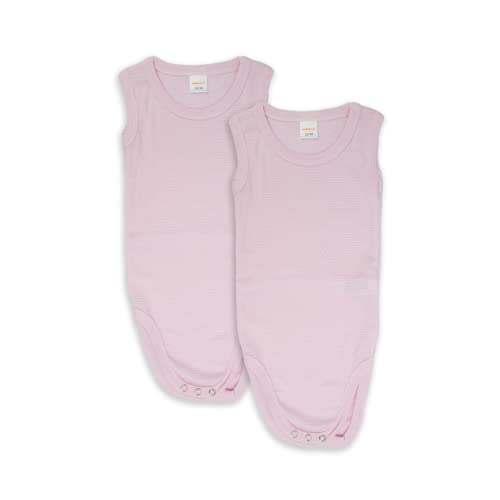 WELLYOU Doppelpack Baby Body - Kinder Body ohne Arm rosa-Weiss gestreift , Rosa, 116-122 von wellyou