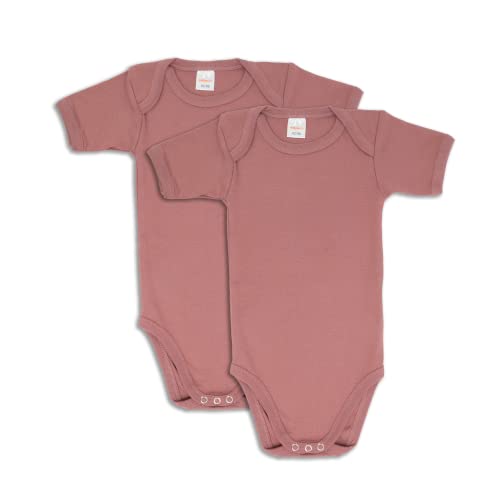 wellyou – Kurzarmbody Baby & Kinder aus 100% Baumwolle – Babybody für Mädchen & Jungen – 2er Set Kurzarm Baby Body in Größe 50-134 – Made in EU (Altrosa | gr 116-122) von wellyou