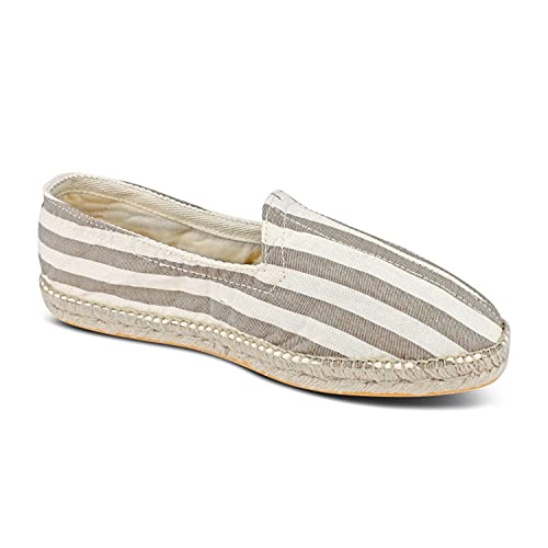 weltenmann Corralejo – Farbige breit gestreifte Slip-on Espadrilles aus Baumwolle mit Schuhbeutel, Biscotti, 42, Handmade in Spain von weltenmann