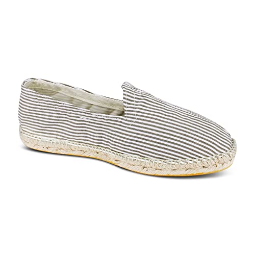 weltenmann Corralejo – Farbige schmal gestreifte Slip-on Espadrilles aus Baumwolle mit Schuhbeutel, Caramel, 45, Handmade in Spain von weltenmann