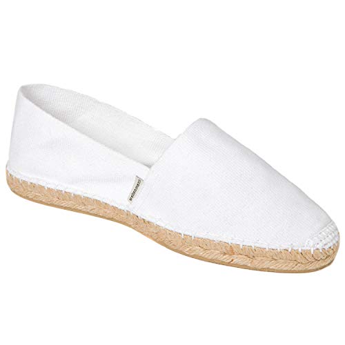 weltenmann Formentera – Klassische Slip-on Espadrilles aus Baumwolle mit Schuhbeutel, Feta, 42, Handmade in Spain von weltenmann