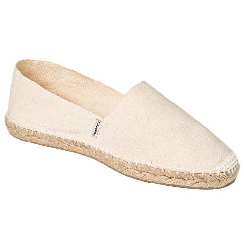 weltenmann Formentera – Klassische Slip-on Espadrilles aus Baumwolle mit Schuhbeutel, Sand, 44, Handmade in Spain von weltenmann