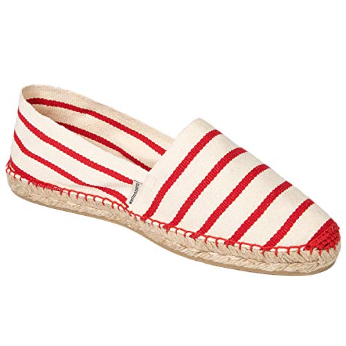 weltenmann Formentera – Klassische gestreifte Slip-on Espadrilles aus Baumwolle mit Schuhbeutel, Caprese, 42, Handmade in Spain von weltenmann