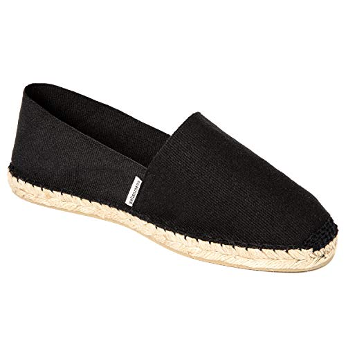 weltenmann Formentera – Klassische Slip-on Espadrilles aus Baumwolle mit Schuhbeutel, Panther, 46, Handmade in Spain von weltenmann