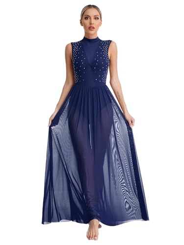 winying Damen Latein Tanzkleider Lyrisch Tanzkostüm Ärmellos Ballett Kleid Trikotkleid Latein Rumba Tango Kleid Ballsaal Lang Dancewear Navy blau M winying Damen Latein Tanzkleider Lyrisch Tanzkostüm Ärmellos Ballett Kleid Trikotkleid Latein Rumba Tango Kleid Ballsaal Lang Dancewear Navy blau M von winying