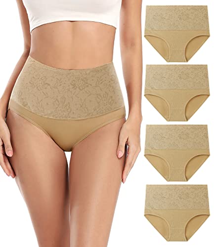 wirarpa Bauchweg Unterwäsche Damen Bauch Weg Unterhosen Baumwolle Slips 4er Pack Beige Größe L von wirarpa