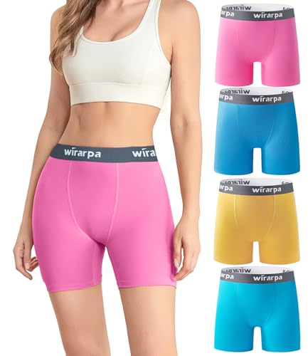 wirarpa Radlerhose Damen Baumwolle Boxershorts Hose unter Kleid Radler Lange Unterhose Mehrfarbig 4er Pack Größe M von wirarpa