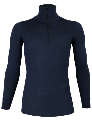 wobera AngoraRollkragenpullover mit Stehkragen und Reißverschluss mit 70% Schurwolle kbT und 30% Seide für Damen und Herren (Gr. M, Farbe: Marine) von wobera ANGORA