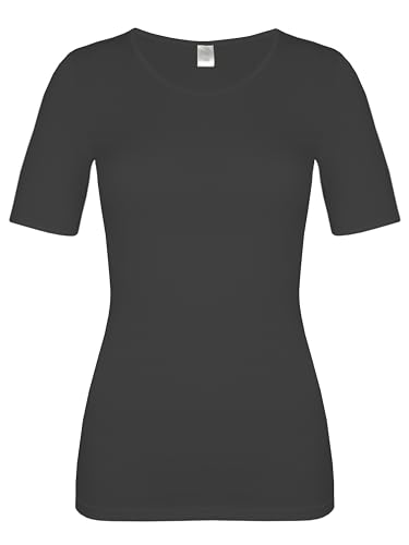 wobera ANGORA Damen Halbarmunterhemd mit 70% Schurwolle und 30% Seide (Größe: S | Farbe: schwarz) von wobera ANGORA