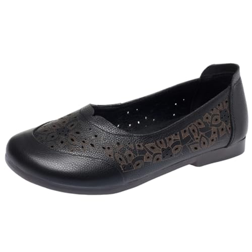 woileRQ Damen-Schuhe, Große Größe, Flacher Absatz, Geschlossener Zehenbereich, Einzelne Schuhe, Atmungsaktiv, Freizeitschuhe, Nachtclub, Party, Flache Absätze, Übergröße, Unisex,Schwarz,39 EU von woileRQ