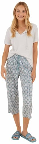 Women'secret Damen Schlafanzug aus 100% Baumwolle, Capri, Pyjamaset, Hellgrau/Silber, 42 von Women'secret