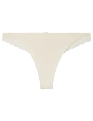 Women'secret Damen Tanga Mikrofaser Spitze Beige Dessous, Elfenbein, 38 von women'secret