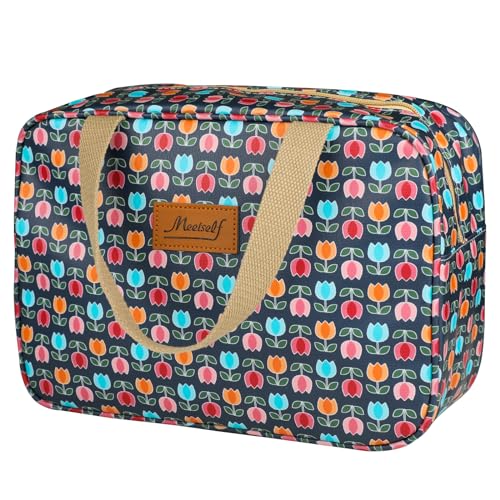 wordmouk Kosmetiktaschen Handtücher Blumen Waschbeutel Damen Gross Tragbare wasserdichte Kosmetikbeutel Fitness Waschbeutel Reise Wash Bag Beauty Case Mädchen(Tulpe) von wordmouk