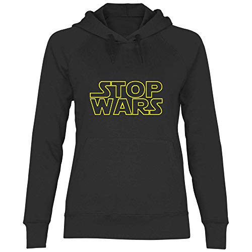 wowshirt Damen Hoodie Stop Wars Peace Frieden Pazifist Anti Krieg Demo Protest, Größe:S, Farbe:Black von wowshirt