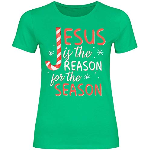 wowshirt Damen T-Shirt Kirche Gott Christlich Katholisch Geschenk für Gläubige Jesus, Größe:L, Farbe:9 Kelly Green von wowshirt